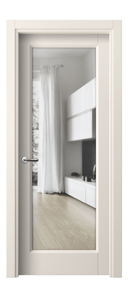 Межкомнатная дверь Галант 1402 ПЭТ кремово-белый Прозрачное стекло Цена 29259 ₽ | Volhovec