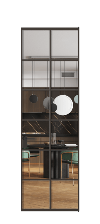 Алюминиевая дверь АЛПЛ040.05 Алюминий антрацит Прозрачное стекло "Кристал Вижн", калёное Цена 909970  | Volhovec