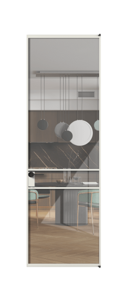 Алюминиевая дверь АЛПЛ040.02 Алюминий серый Рефлективное прозрачное стекло "Стопсол", калёное Цена 143410  | Volhovec