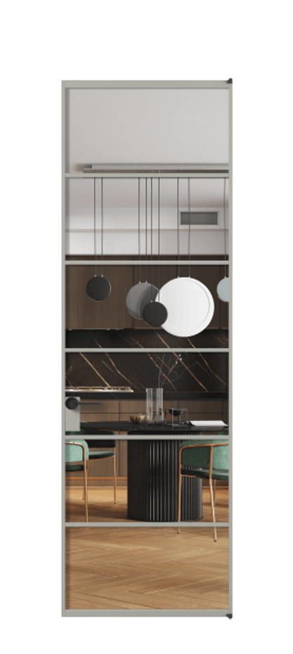 Алюминиевая дверь АЛПЛ040.04 Алюминий нейтральный серый Прозрачное стекло "Кристал Вижн", калёное Цена 909970  | Volhovec