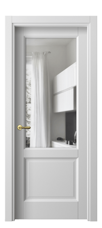 Межкомнатная дверь Галант 1422 Матовый белоснежный Прозрачное стекло Цена 52399 ₽ | Volhovec