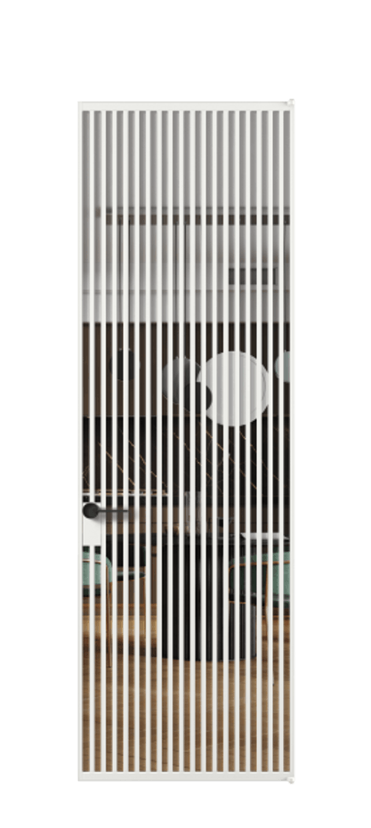 Алюминиевая дверь АЛПЛ040.06 Алюминий белоснежный Прозрачное стекло "Кристал Вижн", калёное Цена 1348060  | Volhovec