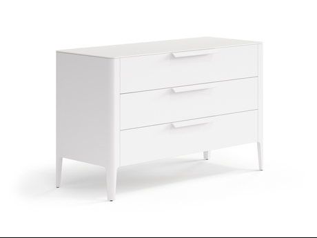Мебель Комод Пьега 3 ящика. Цвет Матовый пудровый белый. Материал Гладкая эмаль. Коллекция Комод Пьега 3 ящика. Картинка.