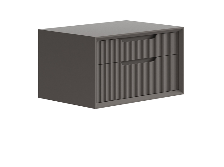 Мебель Тумба подвесная прикроватная Вельвет 2 ящика. Цвет Матовый антрацит. Материал Гладкая эмаль. Коллекция Тумба подвесная прикроватная Вельвет 2 ящика. Картинка.
