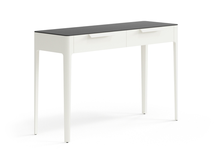 Мебель Консоль Пьега 2 ящика. Цвет Матовый молочно-белый. Материал Гладкая эмаль. Коллекция Консоль Пьега 2 ящика. Картинка.