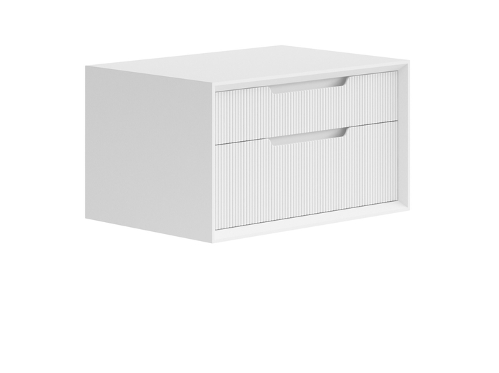 Мебель Тумба подвесная прикроватная Вельвет 2 ящика. Цвет Матовый светло-серый. Материал Гладкая эмаль. Коллекция Тумба подвесная прикроватная Вельвет 2 ящика. Картинка.