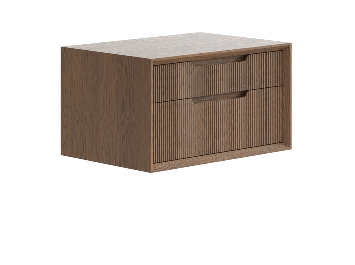 Мебель Тумба подвесная прикроватная Вельвет 2 ящика. Цвет Дуб туманный матовый. Материал Массив дуба матовый. Коллекция Тумба подвесная прикроватная Вельвет 2 ящика. Картинка.