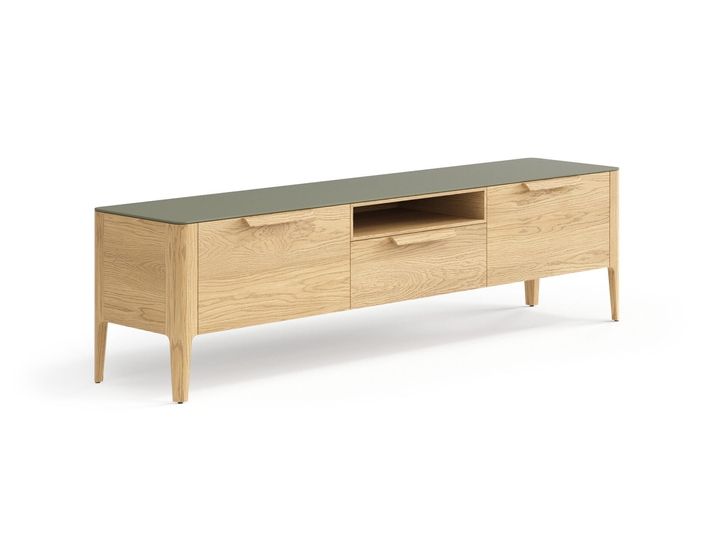 Мебель ТВ тумба Пьега. Цвет Дуб соломенный матовый. Материал Массив дуба матовый. Коллекция ТВ тумба Пьега. Картинка.