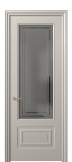Дверь межкомнатная 8442 МСБЖ Серый сатин с гравировкой. Цвет Матовый светло-бежевый. Материал Гладкая эмаль. Коллекция Маскот. Картинка.