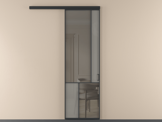 Алюминевая перегородка vd1_1 БЕЛ. Цвет Алюминий Черный. Материал Алюминий. Коллекция Перегородка Мозаик вдоль стены 1 створка. Картинка.