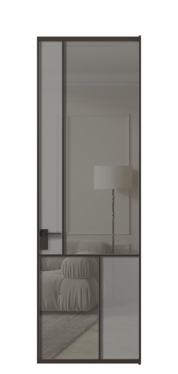 Дверь межкомнатная АЛПЛ041.20 ААН Серый сатин матовое + Серый прозрачное. Цвет Алюминий антрацит. Материал Алюминий в эмали. Коллекция Мозаик. Картинка.