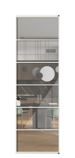 Дверь межкомнатная АЛПЛ040.04 АСР Алюминий серый Stopsol Clear прозрачное. Цвет Алюминий серый. Материал Алюминий в эмали. Коллекция Формато. Картинка.