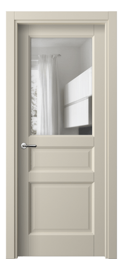 Дверь межкомнатная 1432 ПЭСБ Прозрачное стекло. Цвет ПЭТ светло-бежевый. Материал ПЭТ. Коллекция Галант. Картинка.