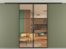 Перегородка Формато вдоль стены на потолок 2 створки